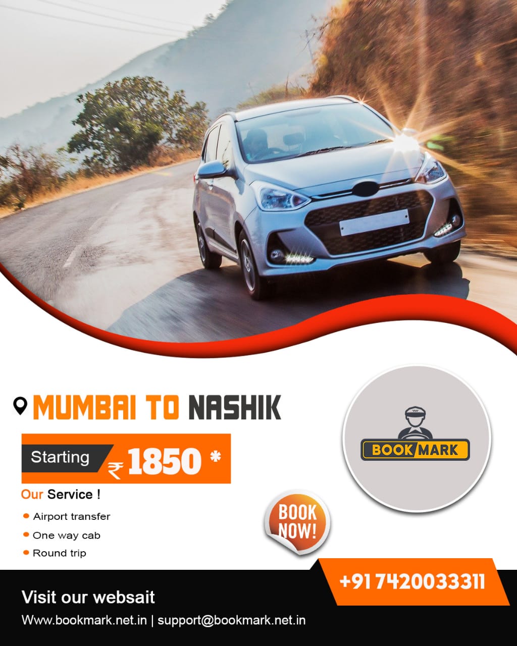 Book cab for  Mumbai to Nasik starting @1850/- No Extra km